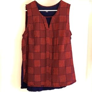 Merona Orange/Navy Geometrical Design Blouse